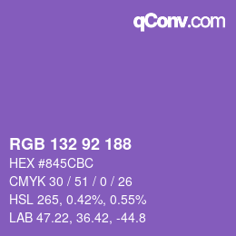 颜色代码: RGB 132 92 188 | qconv.com