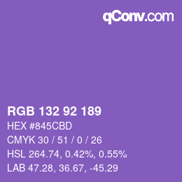 颜色代码: RGB 132 92 189 | qconv.com