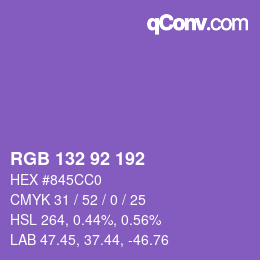 カラーコード: RGB 132 92 192 | qconv.com