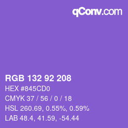 カラーコード: RGB 132 92 208 | qconv.com
