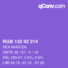颜色代码: RGB 132 92 214 | qconv.com