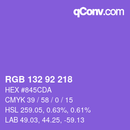 カラーコード: RGB 132 92 218 | qconv.com