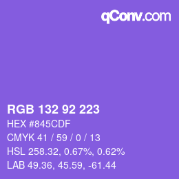 カラーコード: RGB 132 92 223 | qconv.com