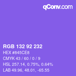 Color code: RGB 132 92 232 | qconv.com
