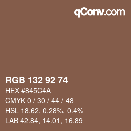 カラーコード: RGB 132 92 74 | qconv.com