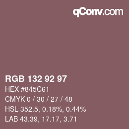 Color code: RGB 132 92 97 | qconv.com