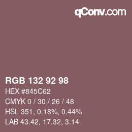 颜色代码: RGB 132 92 98 | qconv.com