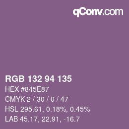 颜色代码: RGB 132 94 135 | qconv.com