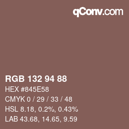 Farbcode: RGB 132 94 88 | qconv.com