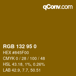 颜色代码: RGB 132 95 0 | qconv.com