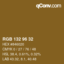Color code: RGB 132 96 32 | qconv.com