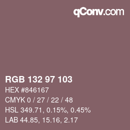 カラーコード: RGB 132 97 103 | qconv.com