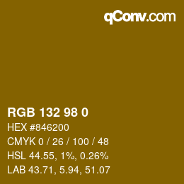カラーコード: RGB 132 98 0 | qconv.com