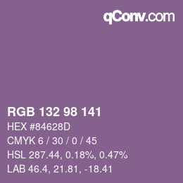 Color code: RGB 132 98 141 | qconv.com