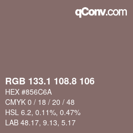 Color code: RGB 133.1 108.8 106 | qconv.com