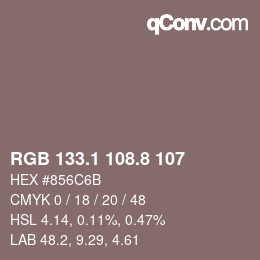 Color code: RGB 133.1 108.8 107 | qconv.com