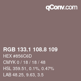 Color code: RGB 133.1 108.8 109 | qconv.com
