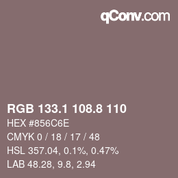 Color code: RGB 133.1 108.8 110 | qconv.com