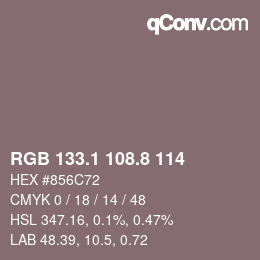 Color code: RGB 133.1 108.8 114 | qconv.com
