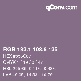 Color code: RGB 133.1 108.8 135 | qconv.com