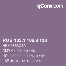 Color code: RGB 133.1 108.8 138 | qconv.com