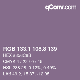 Color code: RGB 133.1 108.8 139 | qconv.com