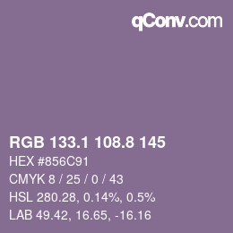 Color code: RGB 133.1 108.8 145 | qconv.com