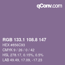 Color code: RGB 133.1 108.8 147 | qconv.com