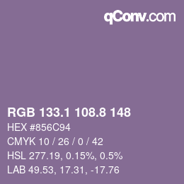 Color code: RGB 133.1 108.8 148 | qconv.com