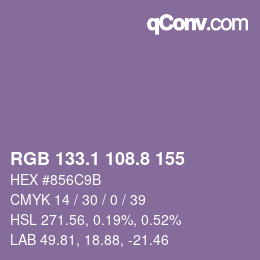 Color code: RGB 133.1 108.8 155 | qconv.com