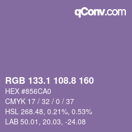 Color code: RGB 133.1 108.8 160 | qconv.com