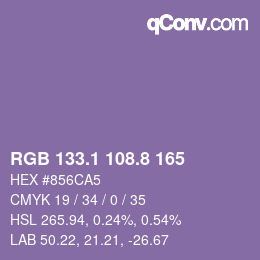 Color code: RGB 133.1 108.8 165 | qconv.com