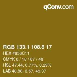 カラーコード: RGB 133.1 108.8 17 | qconv.com