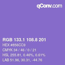 カラーコード: RGB 133.1 108.8 201 | qconv.com