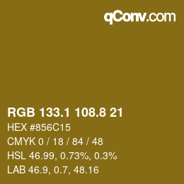 Color code: RGB 133.1 108.8 21 | qconv.com