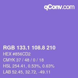 カラーコード: RGB 133.1 108.8 210 | qconv.com