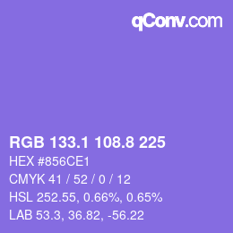 カラーコード: RGB 133.1 108.8 225 | qconv.com