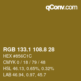 Color code: RGB 133.1 108.8 28 | qconv.com
