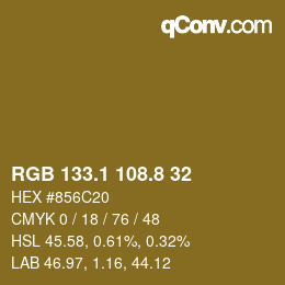 カラーコード: RGB 133.1 108.8 32 | qconv.com