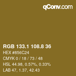 カラーコード: RGB 133.1 108.8 36 | qconv.com