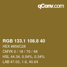 Color code: RGB 133.1 108.8 40 | qconv.com