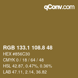 Color code: RGB 133.1 108.8 48 | qconv.com