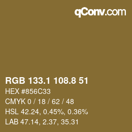 Color code: RGB 133.1 108.8 51 | qconv.com