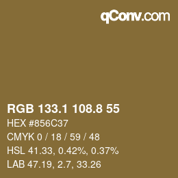 Color code: RGB 133.1 108.8 55 | qconv.com