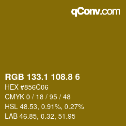 カラーコード: RGB 133.1 108.8 6 | qconv.com