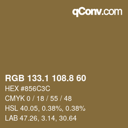Color code: RGB 133.1 108.8 60 | qconv.com