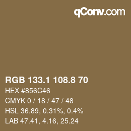 Farbcode: RGB 133.1 108.8 70 | qconv.com