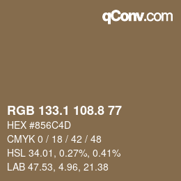 Color code: RGB 133.1 108.8 77 | qconv.com