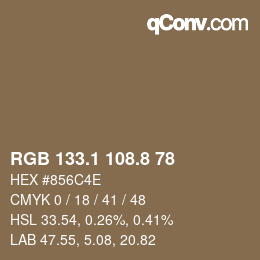 Color code: RGB 133.1 108.8 78 | qconv.com