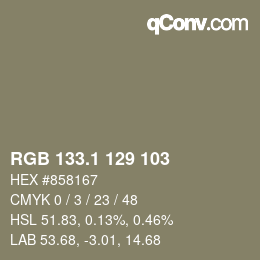 カラーコード: RGB 133.1 129 103 | qconv.com